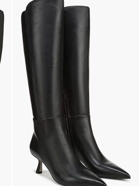 Sam Edelman Taylor Black Knee-High Pointed-Toe Heeled Boots